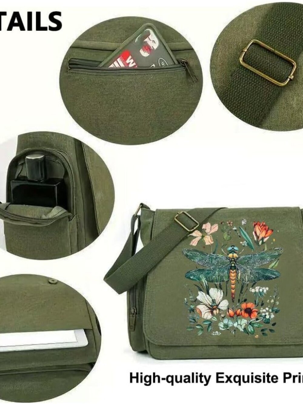 Pattern Messenger Bag Cute Canvas Crossbody Bags Women/Men Shoulder Messenger Pu - Picture 6 of 6